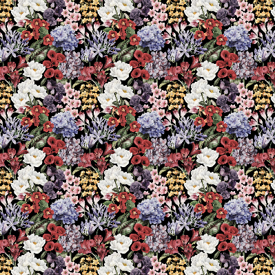 Fabric roller blind for window Colorful flowers