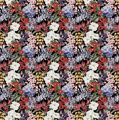 Fabric roller blind for window Colorful flowers