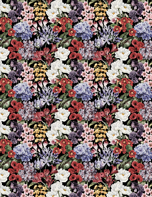 Fabric roller blind for window Colorful flowers