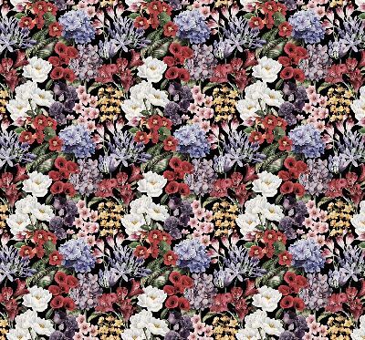 Fabric roller blind for window Colorful flowers
