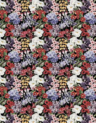 Fabric roller blind for window Colorful flowers