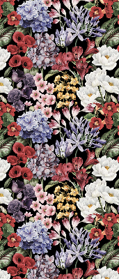 Fabric roller blind for window Colorful flowers