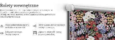 Fabric roller blind for window Colorful flowers