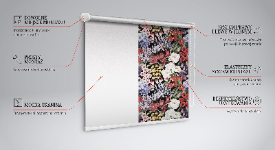 Fabric roller blind for window Colorful flowers