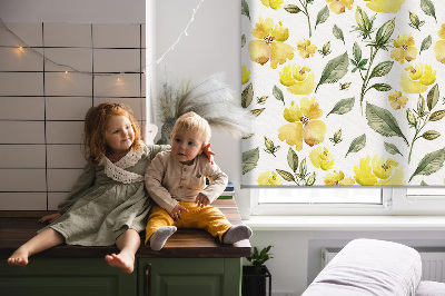 Blackout roller blind Yellow flowers