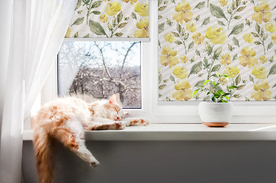 Blackout roller blind Yellow flowers