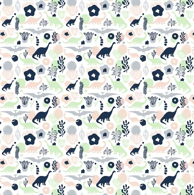 Blackout roller blind for window with a colorful dinosaur pattern