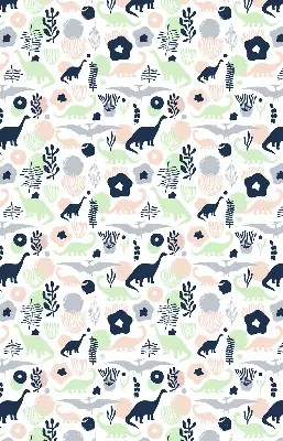 Blackout roller blind for window with a colorful dinosaur pattern