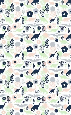 Blackout roller blind for window with a colorful dinosaur pattern