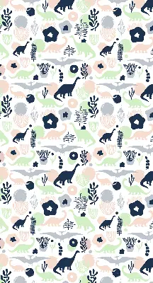 Blackout roller blind for window with a colorful dinosaur pattern