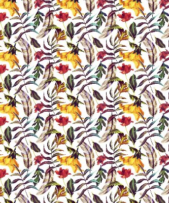 Fabric roller blind for window Colorful flowers