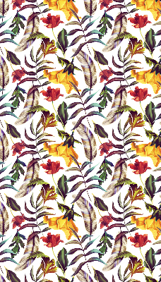 Fabric roller blind for window with a colorful flowers print