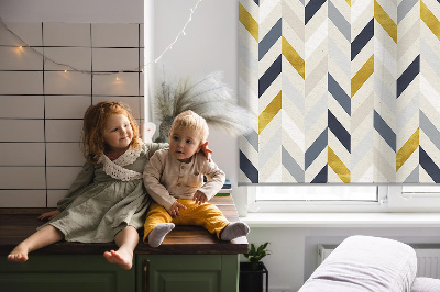 Blackout roller blind in colorful herringbone pattern