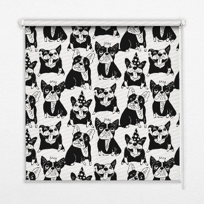 Blackout roller blind for window with drawn dogs pattern