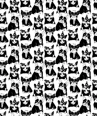 Blackout roller blind for window with drawn dogs pattern