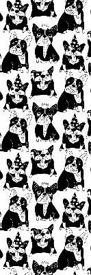 Blackout roller blind for window with drawn dogs pattern