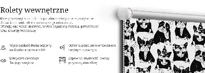 Blackout roller blind for window with drawn dogs pattern