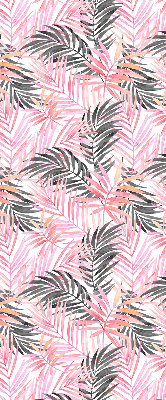 Fabric roller blind for window Pink and black leaves