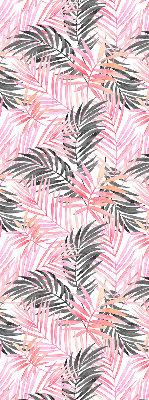 Fabric roller blind for window Pink and black leaves