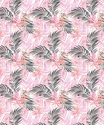 Fabric roller blind for window Pink and black leaves