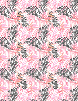 Fabric roller blind for window Pink and black leaves