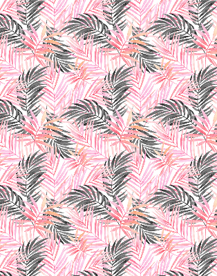 Fabric roller blind for window Pink and black leaves