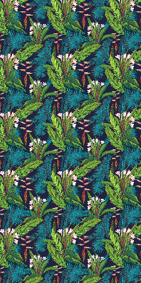Blackout roller blind with exotic plants pattern