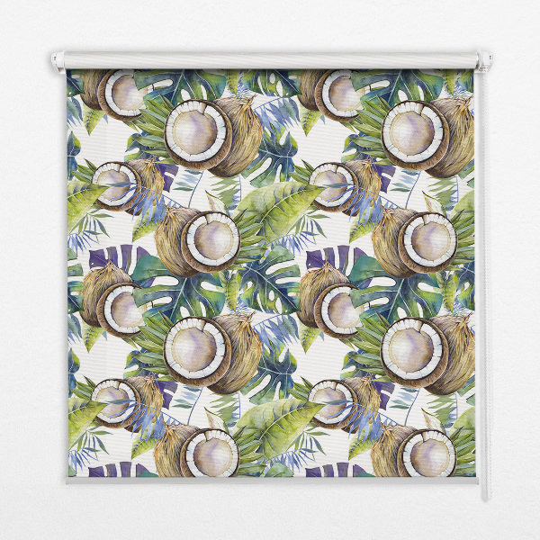 Blackout roller blind for window Coconuts and their leaves