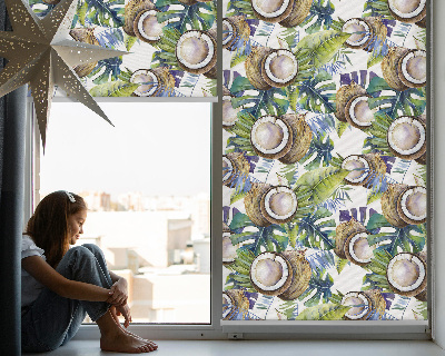 Blackout roller blind for window Coconuts and their leaves