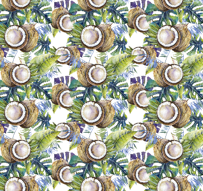 Blackout roller blind for window coconuts and their leaves pattern