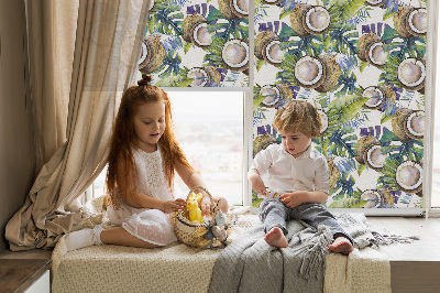 Blackout roller blind for window Coconuts and their leaves