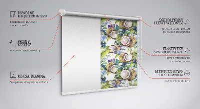 Blackout roller blind for window Coconuts and their leaves