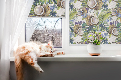 Blackout roller blind for window Coconuts and their leaves