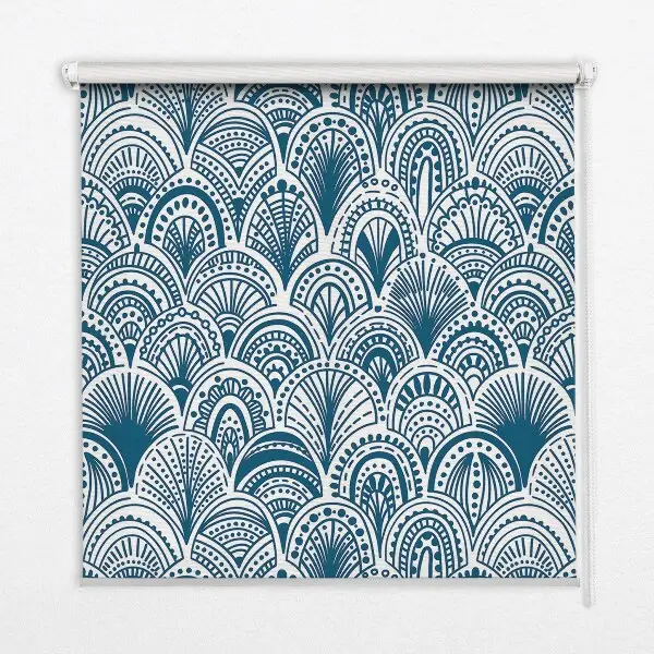 Blackout roller blind in blue pattern