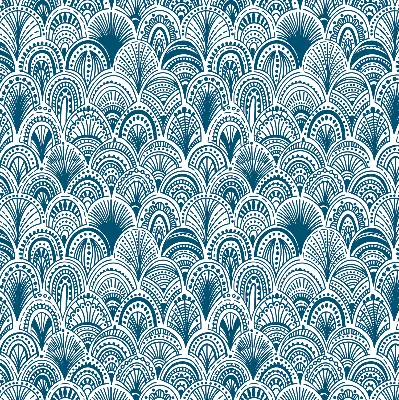 Blackout roller blind in blue pattern