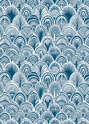 Blackout roller blind in blue pattern