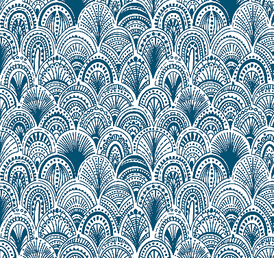 Blackout roller blind in blue pattern