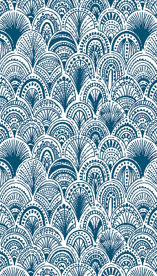 Blackout roller blind in blue pattern