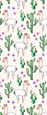 Blackout roller blind for window Llamas and cacti