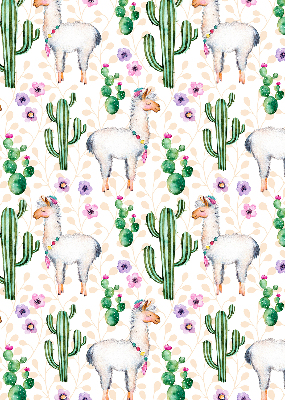 Blackout roller blind for window Llamas and cacti
