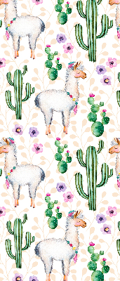 Blackout roller blind for window Llamas and cacti