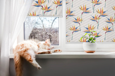 Fabric roller blind for window colorful leaves print