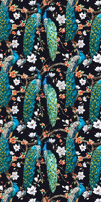 Blackout roller blind Peacock with flowers