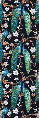 Blackout roller blind Peacock with flowers