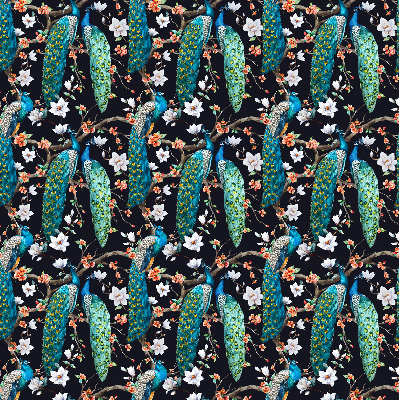 Blackout roller blind Peacock with flowers