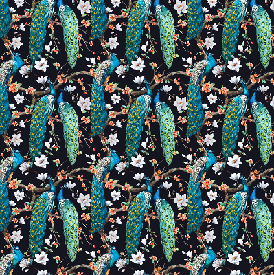 Blackout roller blind Peacock with flowers