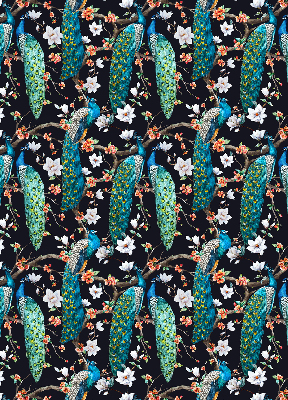 Blackout roller blind Peacock with flowers