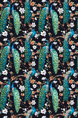 Blackout roller blind Peacock with flowers