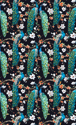 Blackout roller blind Peacock with flowers