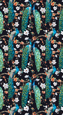Blackout roller blind Peacock with flowers